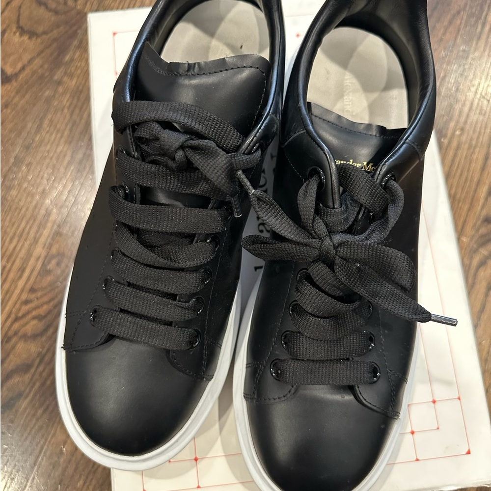Alexander McQueen Black and White Leather Sneakers